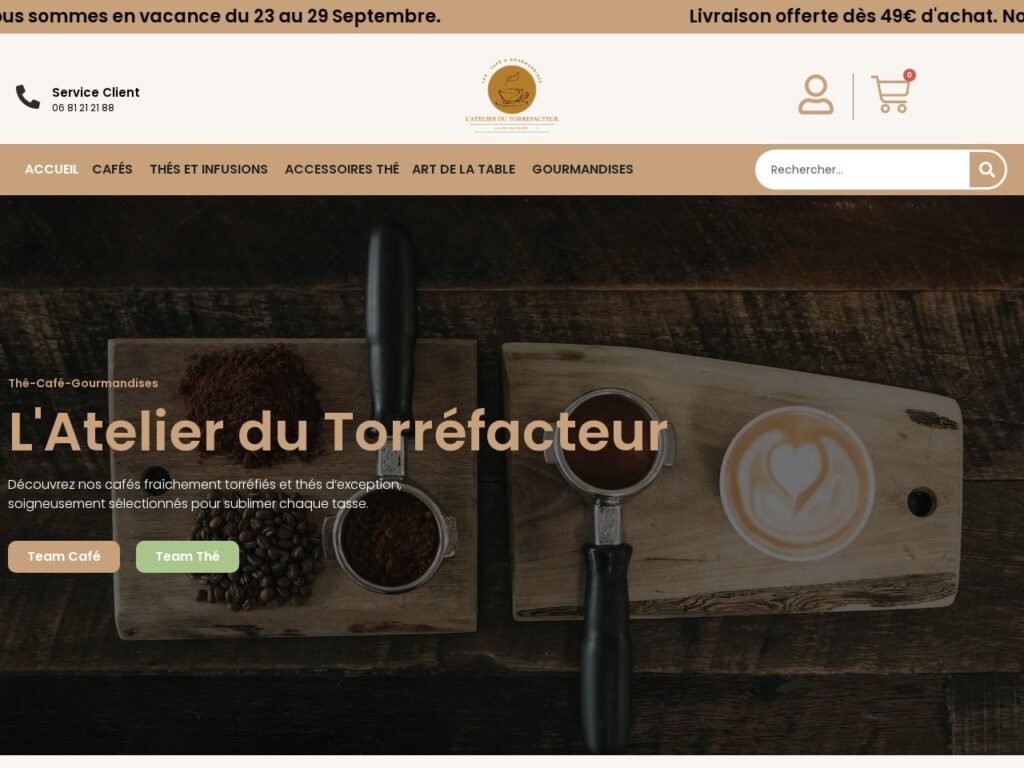 Aperçu du site L’Atelier du Torréfacteur réalisé par Agence Berria